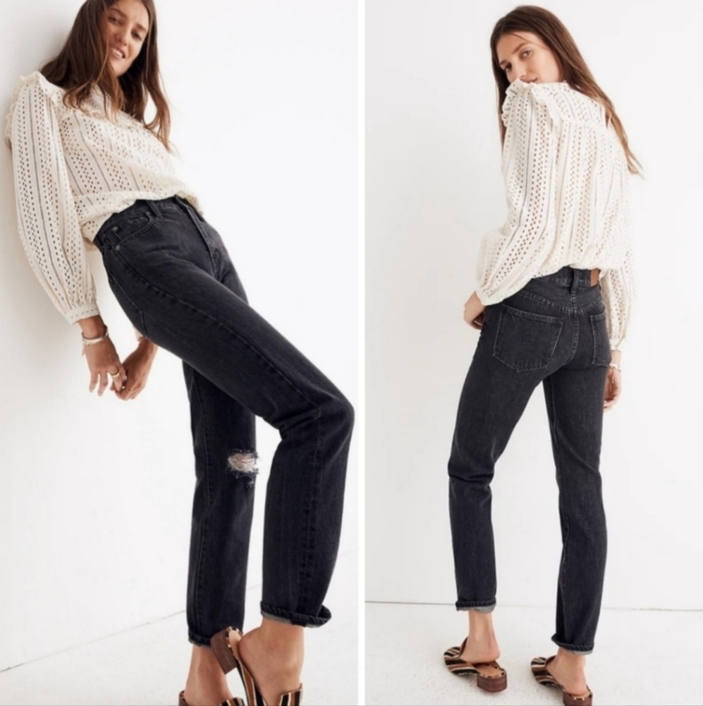 Madewell Women's Perfect Vintage 100% Cotton Black Straight Leg Jeans 28